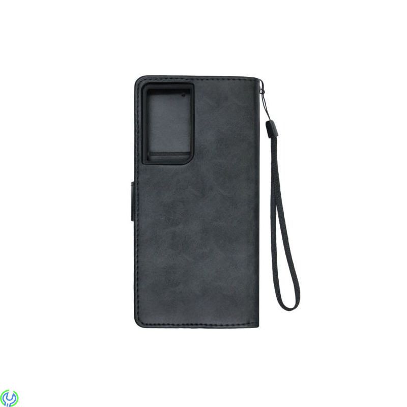 Galaxy S21 Ultra Flip Stand Plånboksfodral i läder Svart, Samsung Galaxy S21 Ultra Flip Stand Plånboksfodral i läder Svart


