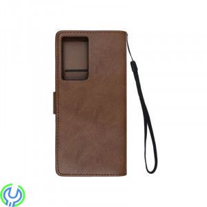 Samsung Galaxy S21 Ultra Flip Stand Läderplånboksfodral Brun, Samsung Galaxy S21 Ultra Flip Stand Plånboksfodral i läder Brun
