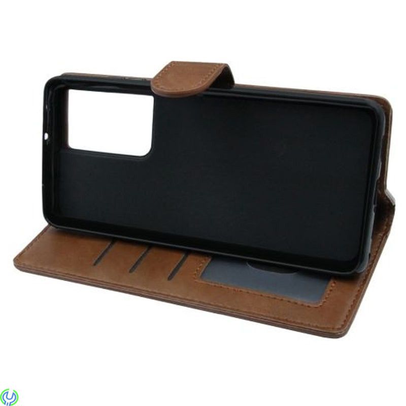 Samsung Galaxy S21 Ultra Flip Stand Läderplånboksfodral Brun, Samsung Galaxy S21 Ultra Flip Stand Plånboksfodral i läder Brun
