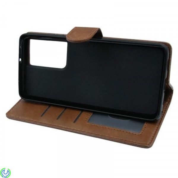 Samsung Galaxy S21 Ultra Flip Stand Läderplånboksfodral Brun, Samsung Galaxy S21 Ultra Flip Stand Plånboksfodral i läder Brun
