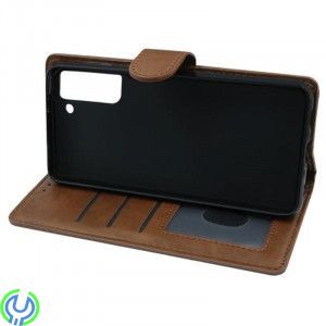 Samsung Galaxy S21 Flip Stand Läderplånboksfodral Brun, Samsung Galaxy S21 Flip Stand Läderplånboksfodral Brun, Galaxy S21, , El