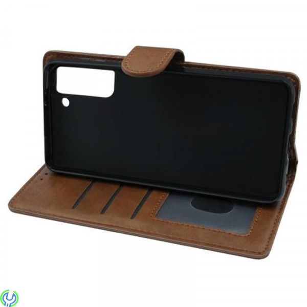 Samsung Galaxy S21 Flip Stand Läderplånboksfodral Brun, Samsung Galaxy S21 Flip Stand Läderplånboksfodral Brun, Galaxy S21, , El