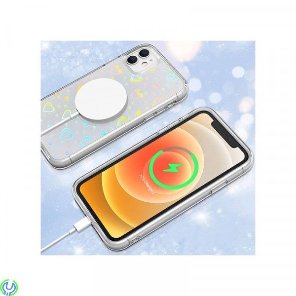 IPHONE 11 skal Luminous Hearts genomskinligt, iPhone 11 skal Luminous Hearts genomskinligt Stötsäkert skyddande, iPhone 11 model