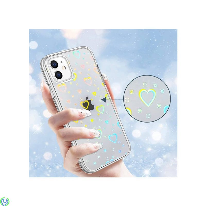IPHONE 12 Skal Luminous Hearts genomskinligt, iPhone 12 skal Luminous Hearts genomskinligt Stötsäkert skyddande, iPhone 12 model