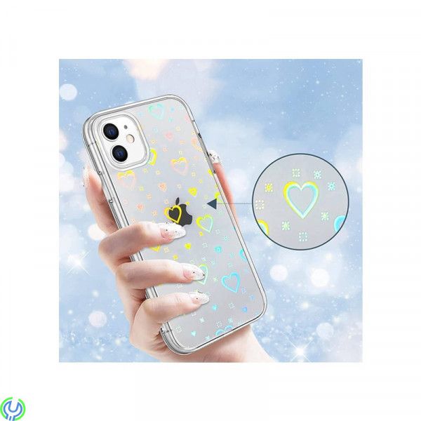 IPHONE 12 Skal Luminous Hearts genomskinligt, iPhone 12 skal Luminous Hearts genomskinligt Stötsäkert skyddande, iPhone 12 model