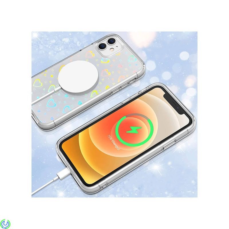 IPHONE 12 Skal Luminous Hearts genomskinligt, iPhone 12 skal Luminous Hearts genomskinligt Stötsäkert skyddande, iPhone 12 model