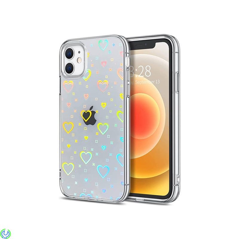 IPHONE 12 Skal Luminous Hearts genomskinligt, iPhone 12 skal Luminous Hearts genomskinligt Stötsäkert skyddande, iPhone 12 model