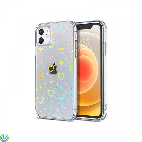 IPHONE 12 Skal Luminous Hearts genomskinligt, iPhone 12 skal Luminous Hearts genomskinligt Stötsäkert skyddande, iPhone 12 model