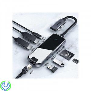 Baseus Type-C Multifunctional HUB Adapter 8-i-1 Svart, Hub USB-C med 2 USB 3.0, 2 HDMI, 1 RJ45, Adapter, , Baseus