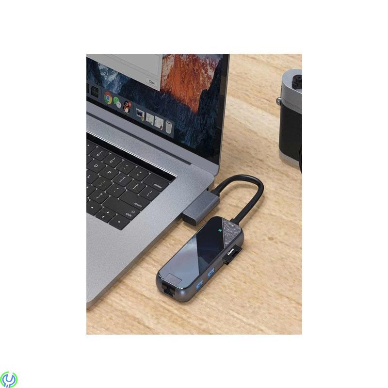 Baseus Type-C Multifunctional HUB Adapter 8-i-1 Svart, Hub USB-C med 2 USB 3.0, 2 HDMI, 1 RJ45, Adapter, , Baseus