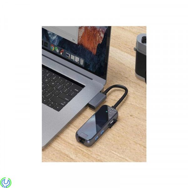 Baseus Type-C Multifunctional HUB Adapter 8-i-1 Svart, Hub USB-C med 2 USB 3.0, 2 HDMI, 1 RJ45, Adapter, , Baseus