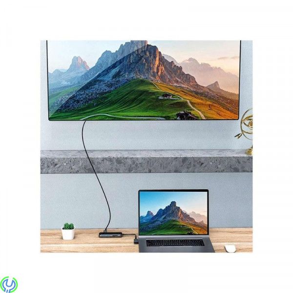 Baseus Type-C Multifunctional HUB Adapter 8-i-1 Svart, Hub USB-C med 2 USB 3.0, 2 HDMI, 1 RJ45, Adapter, , Baseus