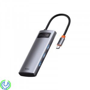 Baseus Metal Gleam Series 5-i-1 Multifunktionell USB-C HDMI, Typ-C HUB Dockningsstation - Grå, Adapter, , Baseus