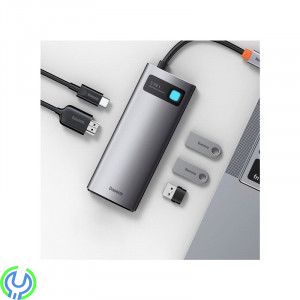 Baseus Metal Gleam Series 5-i-1 Multifunktionell USB-C HDMI, Typ-C HUB Dockningsstation - Grå, Adapter, , Baseus
