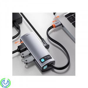 Baseus Metal Gleam Series 5-i-1 Multifunktionell USB-C HDMI, Typ-C HUB Dockningsstation - Grå, Adapter, , Baseus