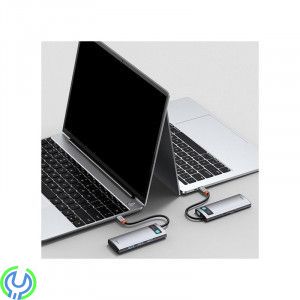Baseus Metal Gleam Series 5-i-1 Multifunktionell USB-C HDMI, Typ-C HUB Dockningsstation - Grå, Adapter, , Baseus