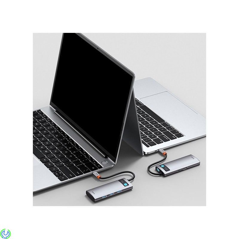 Baseus Metal Gleam Series 5-i-1 Multifunktionell USB-C HDMI, Typ-C HUB Dockningsstation - Grå, Adapter, , Baseus