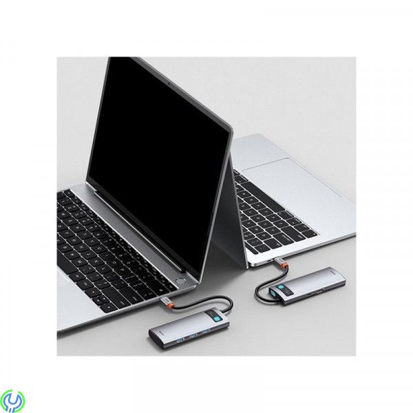 Baseus Metal Gleam Series 5-i-1 Multifunktionell USB-C HDMI, Typ-C HUB Dockningsstation - Grå, Adapter, , Baseus