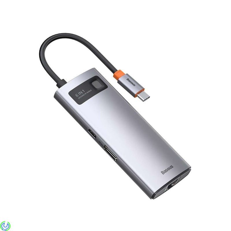 Baseus Metal Gleam Series 6-i-1 hubb 3xUSB 3.0, HDMI, USB-hubb, 3xUSB 3.0, HDMI, 100W PD och nätverk, Adapter, , Baseus
