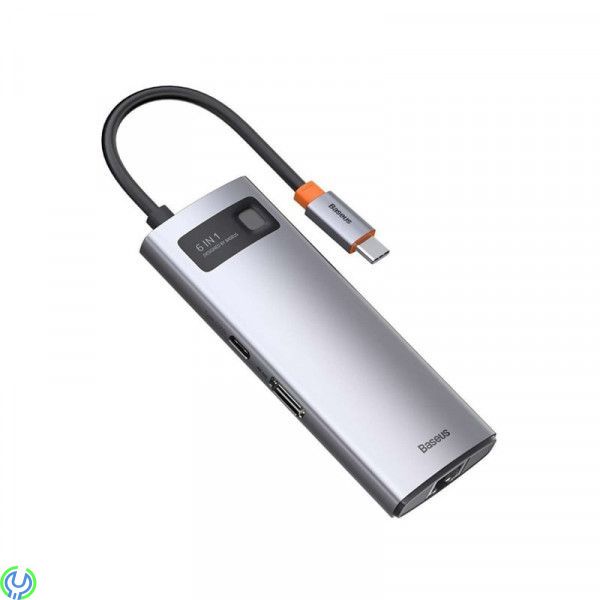 Baseus Metal Gleam Series 6-i-1 hubb 3xUSB 3.0, HDMI, USB-hubb, 3xUSB 3.0, HDMI, 100W PD och nätverk, Adapter, , Baseus