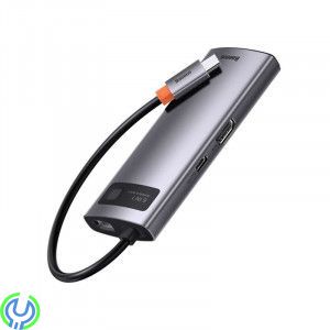 Baseus Metal Gleam Series 6-i-1 hubb 3xUSB 3.0, HDMI, USB-hubb, 3xUSB 3.0, HDMI, 100W PD och nätverk, Adapter, , Baseus