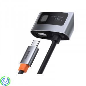 Baseus Metal Gleam Series 6-i-1 hubb 3xUSB 3.0, HDMI, USB-hubb, 3xUSB 3.0, HDMI, 100W PD och nätverk, Adapter, , Baseus