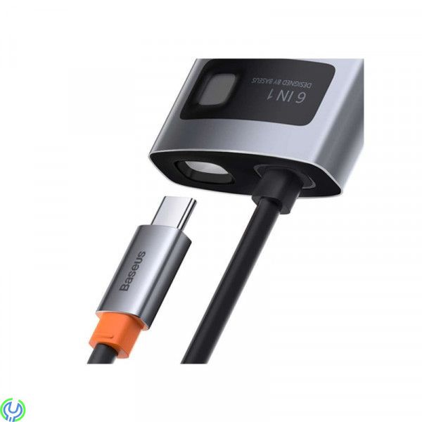 Baseus Metal Gleam Series 6-i-1 hubb 3xUSB 3.0, HDMI, USB-hubb, 3xUSB 3.0, HDMI, 100W PD och nätverk, Adapter, , Baseus