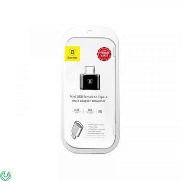 Baseus USB hane till typ-C hona adapter omvandlare svart, Baseus Mini USB female to Type-C male adapter converter, Adapter, , Ba