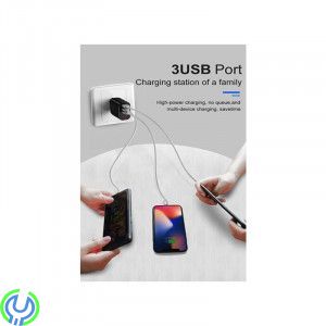 Baseus Mirror Lake Intelligent 3 USB Reseladdare 3.4A, Baseus Mirror Lake Intelligent 3 USB Reseladdare Med Display 3.4A - Svart