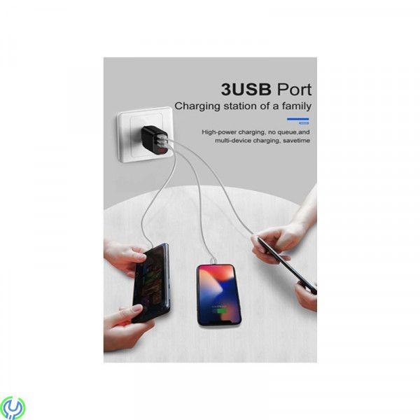 Baseus Mirror Lake Intelligent 3 USB Reseladdare 3.4A, Baseus Mirror Lake Intelligent 3 USB Reseladdare Med Display 3.4A - Svart