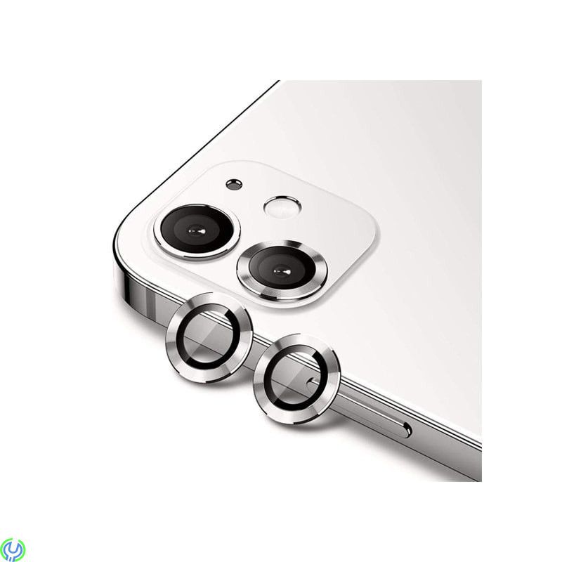 iPhone 11/12/12 Mini Kameralinsskydd Aluminum Alloy(2 Pcs) - Silver, iPhone 11/12/12 Mini Kameralinsskydd Aluminum Alloy(2 Pcs) 