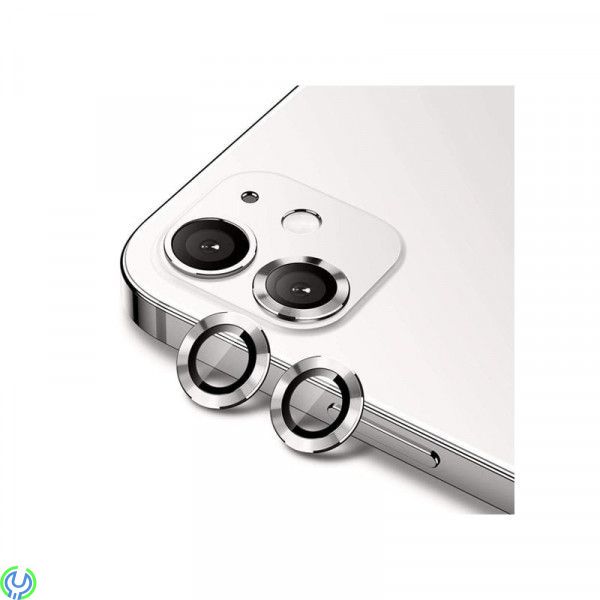 iPhone 11/12/12 Mini Kameralinsskydd Aluminum Alloy(2 Pcs) - Silver, iPhone 11/12/12 Mini Kameralinsskydd Aluminum Alloy(2 Pcs) 
