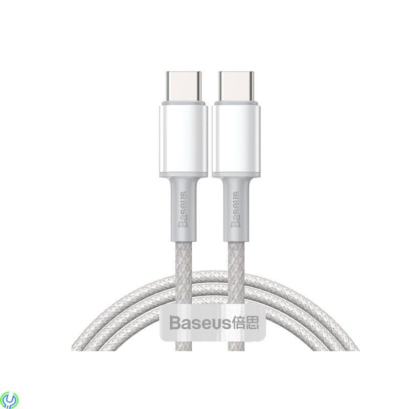 Baseus 5A snabbladdning typ C till typ C 100W 1m Vit, Baseus hög densitet flätad snabbladdning dataKabel typ C till typ C 100W 1