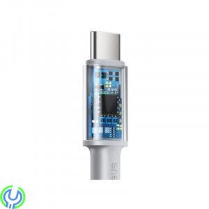 Baseus 5A snabbladdning typ C till typ C 100W 1m Vit, Baseus hög densitet flätad snabbladdning dataKabel typ C till typ C 100W 1