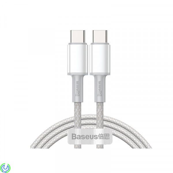 Baseus 5A snabbladdning typ C till typ C 100W 2m Vit, Baseus hög densitet flätad snabbladdning dataKabel typ C till typ C 100W 2