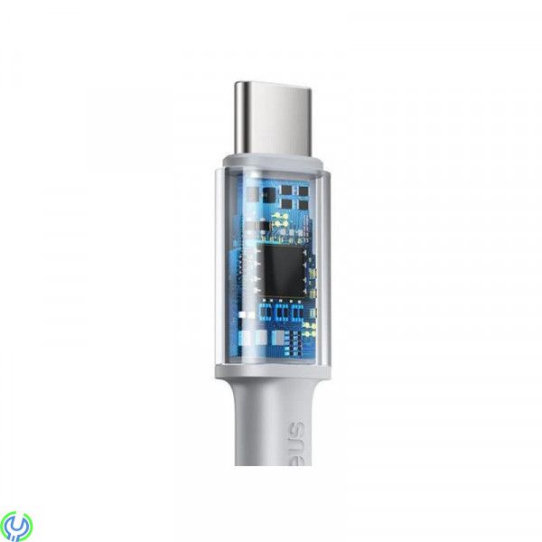 Baseus 5A snabbladdning typ C till typ C 100W 2m Vit, Baseus hög densitet flätad snabbladdning dataKabel typ C till typ C 100W 2