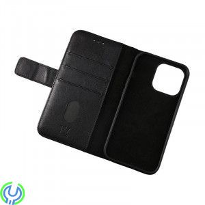RV Plånboksfodral i äkta läder för iPhone 14 Plus Svart, Plånboksfodral i äkta läder., iPhone 14 modeller, , RVELON