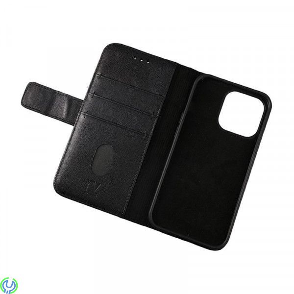 RV Plånboksfodral i äkta läder för iPhone 14 Plus Svart, Plånboksfodral i äkta läder., iPhone 14 modeller, , RVELON