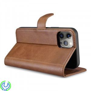 Plånbok fodral i äkta läder för iPhone 14 Brun, Plånbok fodral i äkta läder., iPhone 14 modeller, , RVELON