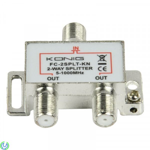 Konig Satellite Splitter Tv F Splitter, 2 utgångar, Konig Satellite Splitter Tv F Splitter 4,2 dB/ 5-1000 Mhz – 2 utgångar, Förd