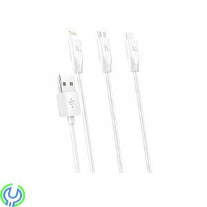 3 in 1 Snabbladdningskabel, Vit, Snabbladdningskabel 3-i-1 för Lightning / Micro USB / Type-C aka USB-C 1m , Lightning, , Elgruv