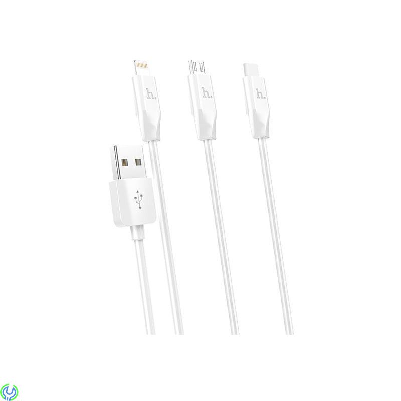 3 in 1 Snabbladdningskabel, Vit, Snabbladdningskabel 3-i-1 för Lightning / Micro USB / Type-C aka USB-C 1m , Lightning, , Elgruv