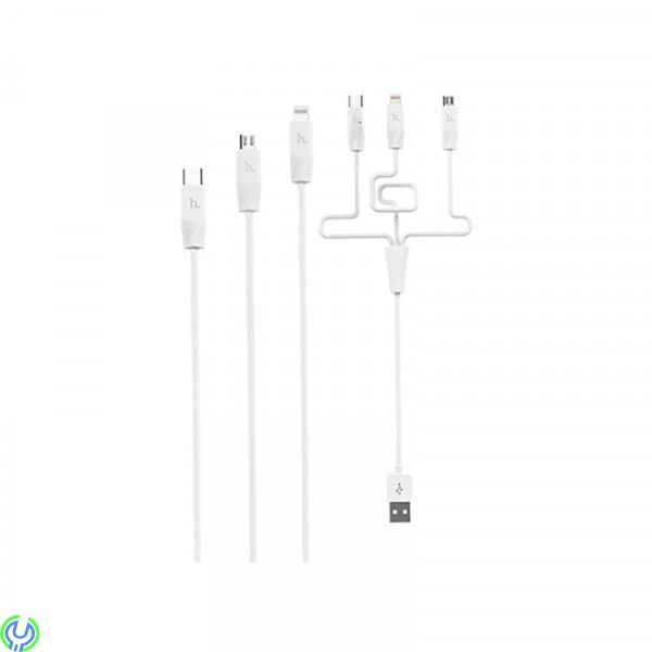 3 in 1 Snabbladdningskabel, Vit, Snabbladdningskabel 3-i-1 för Lightning / Micro USB / Type-C aka USB-C 1m , Lightning, , Elgruv