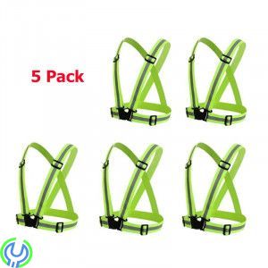 Reflexväst - Justerbar One size - Neongrön (5 Pack), 5 Pack - Reflexsele för Vuxna & Barn / Reflexväst - Justerbar One size

