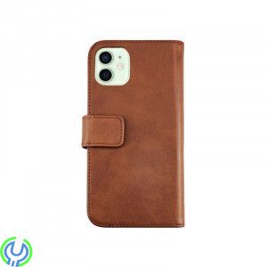 iPhone 11 Plånboksfodral i äkta Läder, Brun, Avtagbart läderfodral till iPhone 11 brun, iPhone 11 modeller, , RVELON