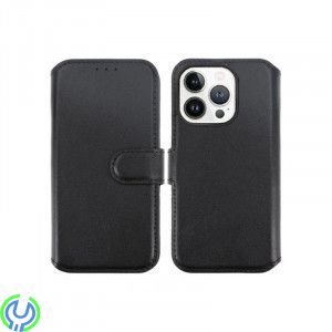 iPhone 15 Pro Max Plånboksfodral i äkta Läder - Svart, Ett plånboksfodral som håller en förstklassig standard., iPhone 15 modell