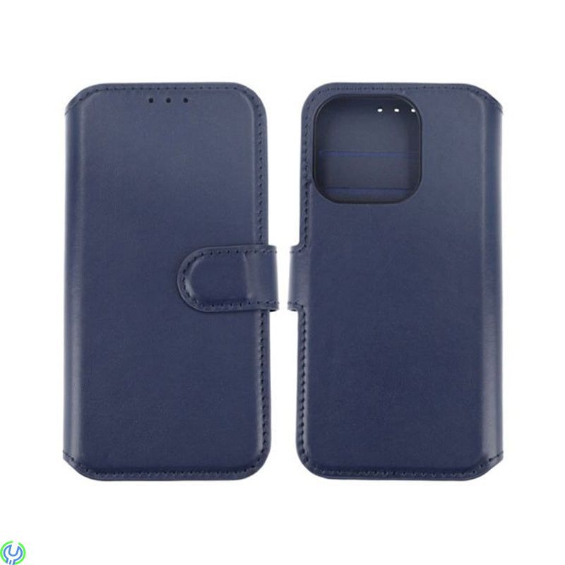 iPhone 15 Pro Plånboksfodral i Äkta Läder Rvelon - Blå, Ett plånboksfodral som håller en förstklassig standard., iPhone 15 model