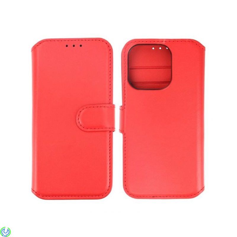 iPhone 15 Pro Plånboksfodral i Äkta Läder Rvelon - Röd, Ett plånboksfodral som håller en förstklassig standard., iPhone 15 model