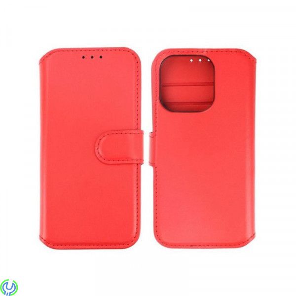 iPhone 15 Pro Plånboksfodral i Äkta Läder Rvelon - Röd, Ett plånboksfodral som håller en förstklassig standard., iPhone 15 model