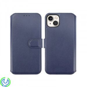 iPhone 15 Plånboksfodral i Äkta Läder - Blå, Ett plånboksfodral som håller en förstklassig standard., iPhone 15 modeller, , RVEL